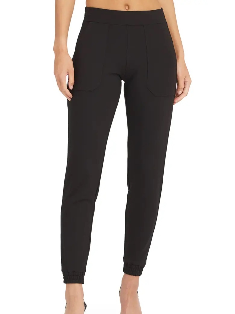 SPANX Black Ponte Track Pants with Elastic Waist